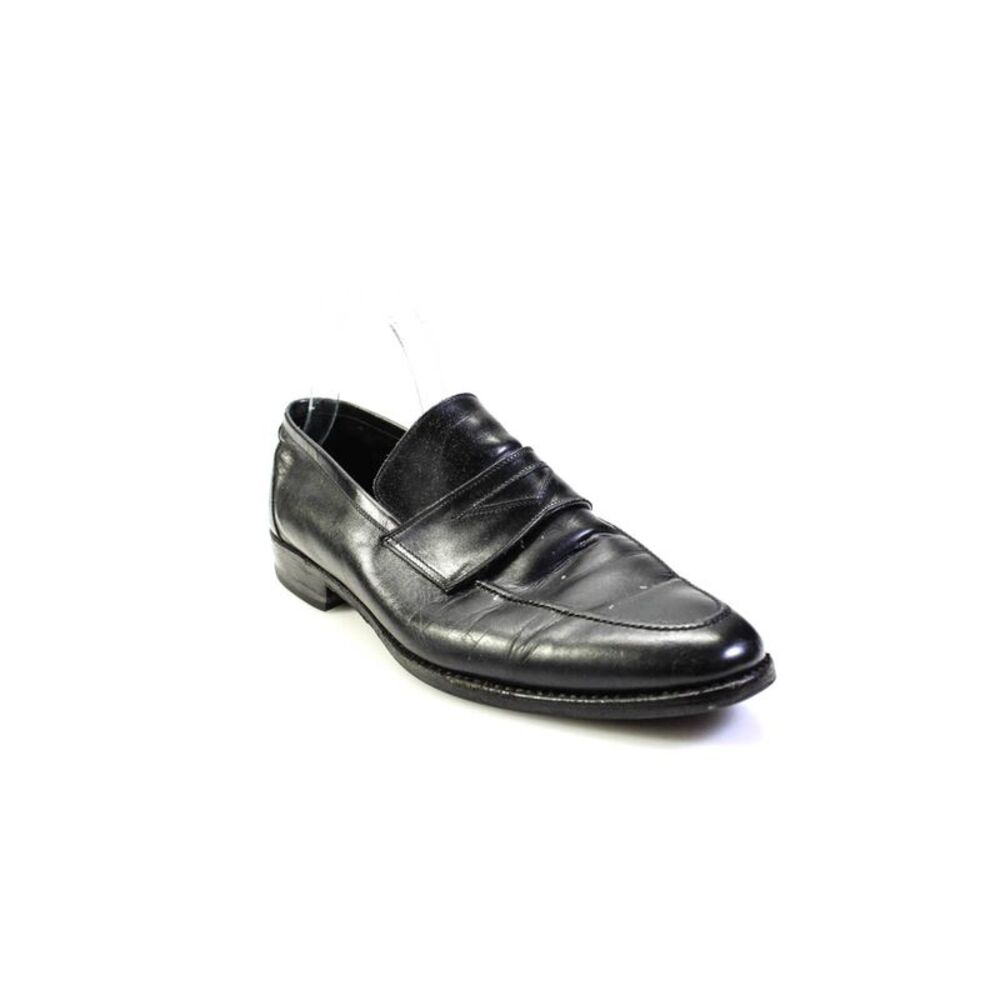 Belfiore Mens Slip On Round Toe Loafers Black Leather Size 8